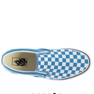 Vans Blue and White Heritage Blue Checkered Slip-On Sneakers. NEW